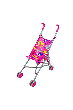 SEÇTİM ALDIM VARDEM BEBEK ARABASI METAL KATLANABİLİR BASTON PUSET PEMBE KALPLİ 4 TEKER 3+