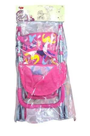 Seçtim Aldım Bebek Arabası Gölgelikli Metal Katlanabilir Puset Pembe Kalpli 4 Teker 3