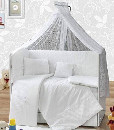 TUGU HOME&BABY SEDEF %100 PAMUK 10 PARÇA 60x120 cm BEBEK BEŞİK UYKU SETİ,BEBEK BEŞİK UYKU TAKIMI,ANNE YANI ORGANİK UYKU SETİ