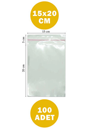  100 Adet 15 CM X 20 CM Kendinden Yapışkanlı Açılıp Kapanabilir Şeffaf Ambalaj Jelatin Poşet Torba