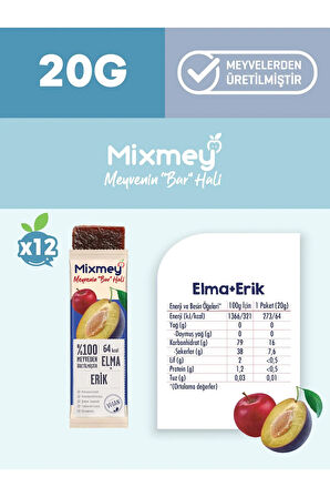 Şeftali + Erik Karma Meyve Bar | Vegan, Doğal ve Glutensiz Sağlıklı Atıştırmalık 20g x 24 Adet