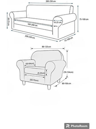 Koltuk Örtüsü Takımı Çekyat-Kanepe Kılıfı Takımı 3+3+1+1 Yıkanabilir Streçli Lastikli Esnek