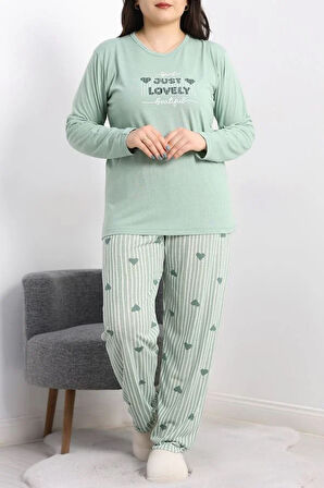 SeKa Viskon Büyük Beden Pijama Takımı Mint - 50727.1049.