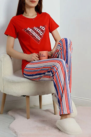 SeKa Süprem Baskılı Pijama Takım Kırmızı - 50774.1773.