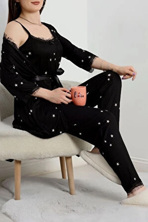 SeKa Pegasus Üçlü Pijama Takımı Siyahyıldız - 70044.1048.