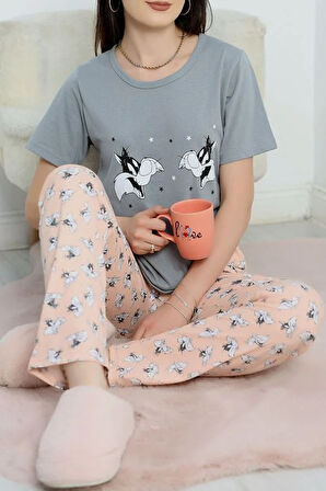 SeKa Süprem Baskılı Pijama Takım Grisomon - 50774.1773.