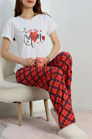 SeKa Süprem Baskılı Pijama Takım Beyazekose - 50774.1773.