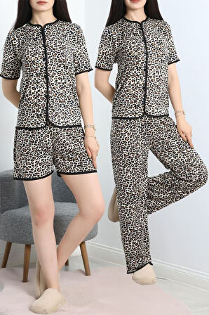 SeKa Milan 3'Lü Pijama Takımı Seti Leopar - 50596.1857.