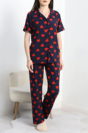 SeKa Milan Kumaş Düğmeli Pijama Takımı Lacikalp - 750.1287.