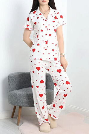SeKa Pegasus Fırfırlı Düğmeli Pijama Takımı Kırmızıkalp - 671.1287.