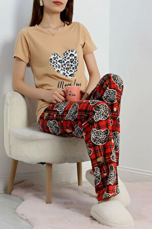 SeKa Süprem Baskılı Pijama Takım Kahveleopar - 50774.1773.