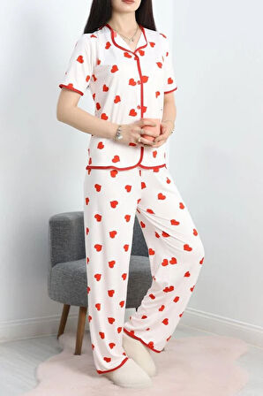 SeKa Milan 3'Lü Pijama Takımı Seti Beyazkırmızı - 50596.1857.