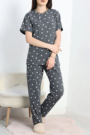 SeKa Manşetli Süprem Alt Üst Aynı Pijama Takımı Fümebeyaz - 50673.1961.