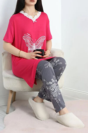 SeKa Ringviskon Pijama Takımı Fuşya - 50632.1931.