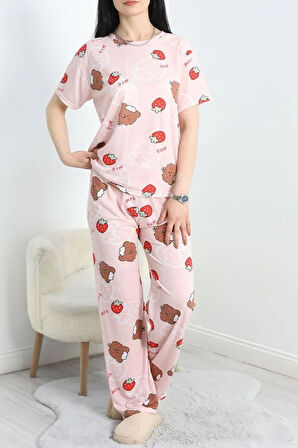SeKa Alt Üst Aynı Viskon Pijama Takımı Çilekpembe - 485.1287.