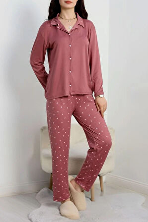 SeKa Milan Düğmeli Pijama Takımı Gülkurusu - 50750.1048.