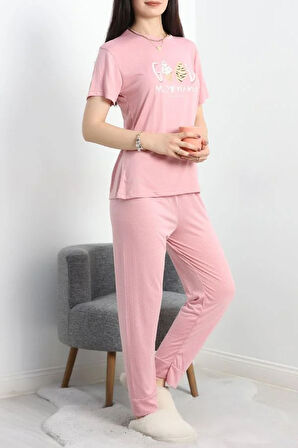 SeKa Viskon Pijama Takımı Gülkurusu - 50562.1961.