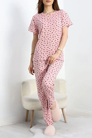 SeKa Manşetli Süprem Alt Üst Aynı Pijama Takımı Pembesiyah - 50673.1961.