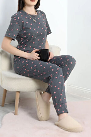 SeKa Manşetli Süprem Alt Üst Aynı Pijama Takımı Fümepembe - 50673.1961.
