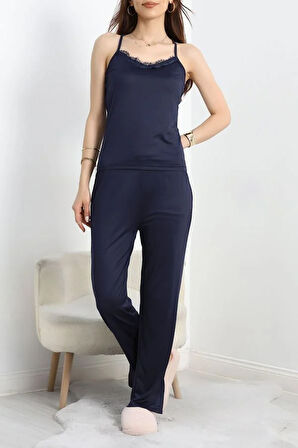 SeKa Milan İp Askılı Pijama Takım Lacivert - 70179.1857.