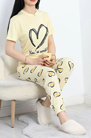 SeKa Viskon Pijama Takımı Sarı - 50562.1961.