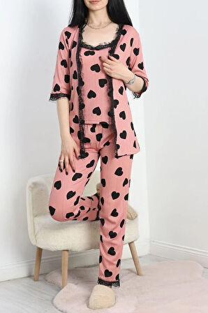 SeKa Pegasus Üçlü Pijama Takımı Pudrasiyah - 70044.1048.