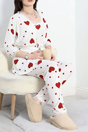 SeKa Pegasus Üçlü Pijama Takımı Beyazkırmızı1 - 70044.1048.