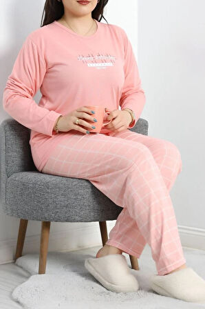 SeKa Viskon Büyük Beden Pijama Takımı Koyupudra - 50727.1049.