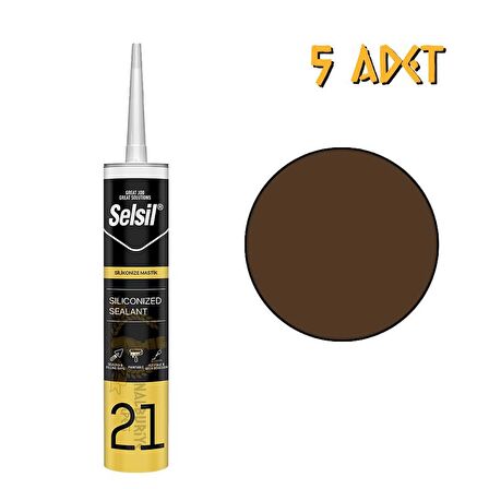 Selsil Silikonize Mastik KAHVERENGİ 500 gr. - 5 Adet