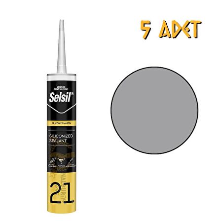 Selsil Silikonize Mastik GRİ 500 gr. - 5 Adet