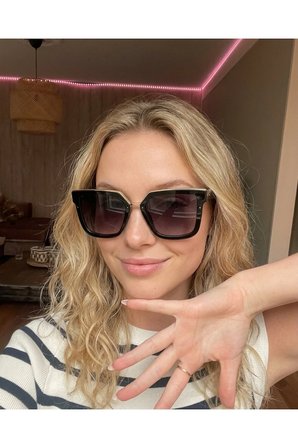 Selin Dikdörtgen Güneş Gözlüğü Kemik Model Kadın Güneş Gözlüğü