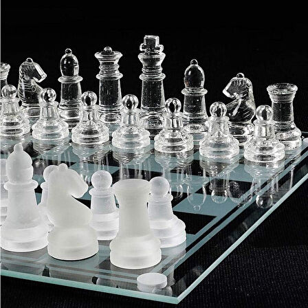 Senon Glass Chess Cam Satranç Takımı Kullanışlı Dekoratif Şık Hediyelik 20x20 cm