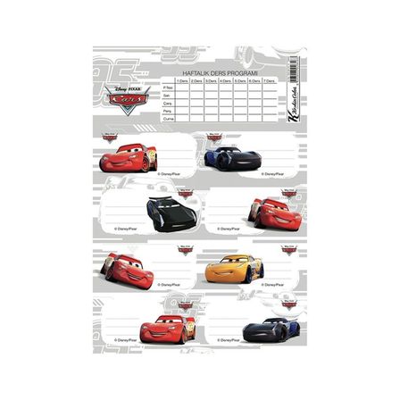 Cars 3'Lü Ders Programlı Etiket