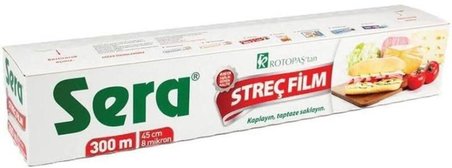 Sera Streç Film 300 Metre x 45 Cm - 8 Micron - Kayar Kesme Bıçağı Hediyeli