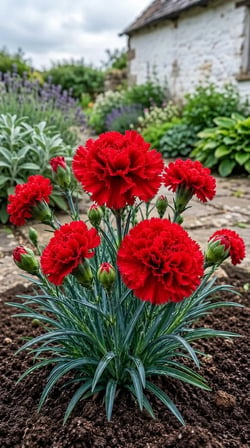 Kırmızı Karanfil Fidanı 1-2 yaş arası [Dianthus caryophyllus] Canlı Kırmızı Çiçekli