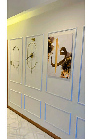 Gold Serenity Büyük Boy ( 30x80cm )-modern Dekoratif Metal Duvar Saati