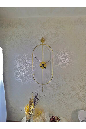 Gold Serenity Büyük Boy ( 30x80cm )-modern Dekoratif Metal Duvar Saati