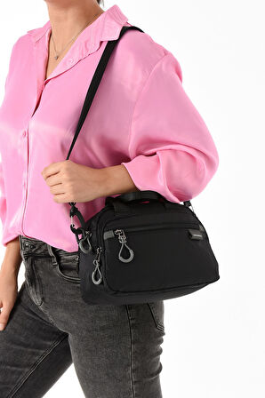 Sanmorris Suya Dayanıklı Ultra Hafif Paraşüt Kumaş 4 Gözlü Kadın El ve Omuz Çantası