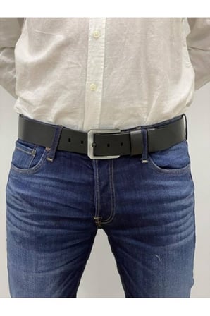 2 Adet Siyah %100 Hakiki Manda Derisi Kemer – 4.5 cm Genişlik – Tokası Kalın - Kot Pantolon Kemeri