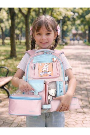 Peluş Oyuncak Detaylı 3'lü İlkokul Çanta Seti - Çok Bölmeli Su İtici Erkek Çocuk Okul Çantası Siyah