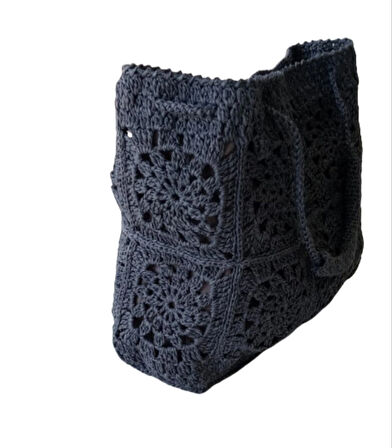 HandMade yazlık kadın lacivert omuz çantası