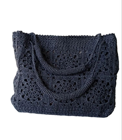 HandMade yazlık kadın lacivert omuz çantası