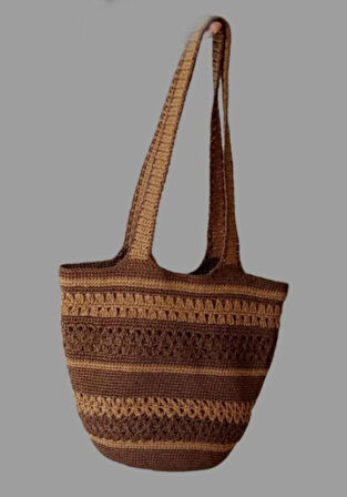HandMade yazlık kadın tarçın rengi omuz çantası