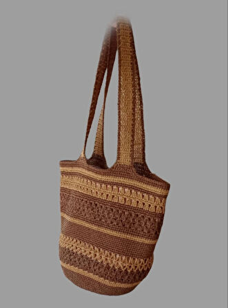 HandMade yazlık kadın tarçın rengi omuz çantası