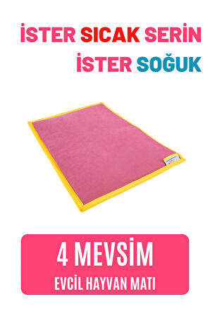 pawdaz Serin (60X40CM) - 4 Mevsim Kedi/ Köpek Matı, Sıcak Veya Soğuk Kullanılabilen Minder Yatak (pembe)