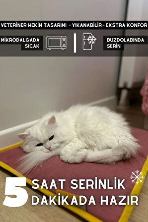 pawdaz Serin (60X40CM) - 4 Mevsim Kedi/ Köpek Matı, Sıcak Veya Soğuk Kullanılabilen Minder Yatak (pembe)