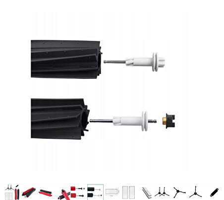 srfn ticaret Roborock s8 PRO ULTRA Uyumlu Ana Fırça 1 Det (Çiftli)