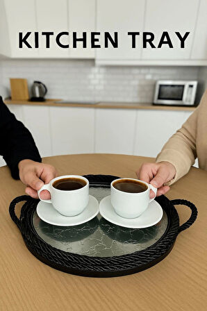 Sert Plastik Yuvarlak Sunum Tepsisi, Dayanıklı ve Şık Servis Çözümü