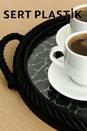 Sert Plastik Yuvarlak Sunum Tepsisi, Dayanıklı ve Şık Servis Çözümü