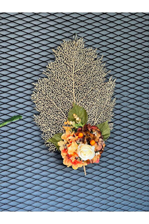 Turuncu yapay çiçekli şık amerikan servis seti, zarif ve kullanışlı tasarım - 57 x 50 cm